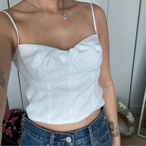 With Jéan Bow Bustier Crop Top